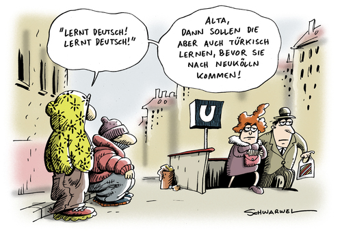 Cartoon: Lernt Deutsch! (medium) by Schwarwel tagged deutsch,immigration,einwanderung,zuwanderung,debatte,politik,deutschland,regierung,europa,türkei,fachkräfte,lernen,integration,minister,politiker,eu,migranten,migration,anpassung,europaminister,bagis,sitten,brauch,land,schule,zukunft,identität,kultur,arab,deutsch,immigration,einwanderung,zuwanderung,debatte,politik,deutschland,regierung,europa,türkei,integration,minister,lernen,fachkräfte,migranten,migration,anpassung,europaminister,bagis,sitten,zukunft,identität,kultur