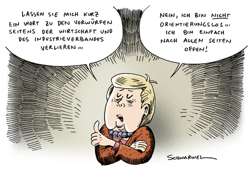 Cartoon: Merkels Orientierungslosigkeit (medium) by Schwarwel tagged merkel,angie,kanzlerin,kanzler,chef,führung,deutschland,orientierung,orientierungslos,unternehmen,wirtschaft,konzern,geld,finanzen,industrie,verband,karikatur,schwarwel,lobby,boss,angela merkel,kanzlerin,chef,kanzler,führung,deutschland,orientierung,unternehmen,konzern,geld,finanzen,industrie,verband,angela,merkel