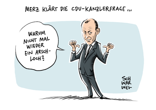 Cartoon: Merz Kanzlerkandidatur (medium) by Schwarwel tagged friedrich,merz,kanzlerkandidatur,kanzler,akk,nachfolge,bundeskanzler,merkel,cdu,parteivorsitz,mitgliederentscheid,mpwahl,ministerpäsidentenwahl,thüringen,thüringenwahl,cartoon,karikatur,schwarwel,friedrich,merz,kanzlerkandidatur,kanzler,akk,nachfolge,bundeskanzler,merkel,cdu,parteivorsitz,mitgliederentscheid,mpwahl,ministerpäsidentenwahl,thüringen,thüringenwahl,cartoon,karikatur,schwarwel