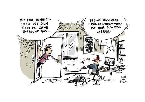 Cartoon: Mindestlohn erst ab 18 Jahren (medium) by Schwarwel tagged mindestlohn,lohn,gehalt,arbeit,arbeitsministerin,nahles,ab,18,jahre,bedingungsloses,grundeinkommen,karikatur,schwarwel,mindestlohn,lohn,gehalt,arbeit,arbeitsministerin,nahles,ab,18,jahre,bedingungsloses,grundeinkommen,karikatur,schwarwel