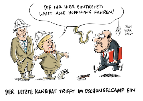 Cartoon: Mögliche Große Koalition (medium) by Schwarwel tagged jamaika,kolaition,sondierung,sondierungsgespräche,regierung,politik,politiker,deutschland,regierungsbeteiligung,angela,merkel,bundeskanzlerin,cdu,csu,union,partei,spd,martin,schulz,wahl,bundestagswahl,wahlen,neuwahl,neuwahlen,minderheitsregierung,minderheitenregierung,parteichef,groko,große,koalition,demokratie,karikatur,schwarwel,nogroko,dschungelcamp,jamaika,kolaition,sondierung,sondierungsgespräche,regierung,politik,politiker,deutschland,regierungsbeteiligung,angela,merkel,bundeskanzlerin,cdu,csu,union,partei,spd,martin,schulz,wahl,bundestagswahl,wahlen,neuwahl,neuwahlen,minderheitsregierung,minderheitenregierung,parteichef,groko,große,koalition,demokratie,karikatur,schwarwel,nogroko,dschungelcamp