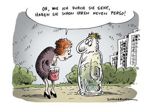 Cartoon: Neuer Perso macht den Glasmensch (medium) by Schwarwel tagged perso,personalausweis,ausweis,glas,mensch,mann,frau,karikatur,schwarwel,kontrolle,sicherheit,überwachung,perso,personalausweis,ausweis,glas,mensch,mann,sicherheit,überwachung,big brother,datenschutz,gläserne mensch,big,brother,gläserne