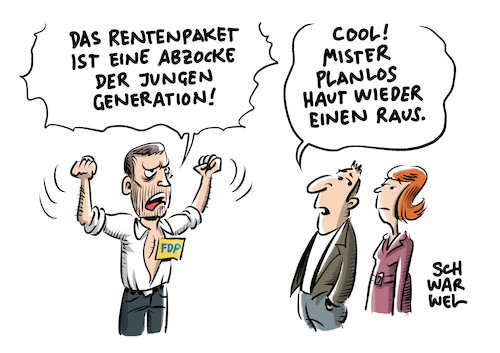 Cartoon: Neues Rentenpaket FDP (medium) by Schwarwel tagged rentenpaket,rente,alter,rentner,altersversorgung,generation,geld,wirtschaft,fdp,groko,große,koalition,spd,die,grüne,cdu,csu,sozial,soziale,gerechtigkeit,alt,alte,partei,politik,politiker,deutschland,lindner,rentenpolitik,gesetz,gesetzespaket,altersarmut,mütterrente,beitrag,beitragszahlungen,cartoon,karikatur,schwarwel,rentenpaket,rente,alter,rentner,altersversorgung,generation,geld,wirtschaft,fdp,groko,große,koalition,spd,die,grüne,cdu,csu,sozial,soziale,gerechtigkeit,alt,alte,partei,politik,politiker,deutschland,lindner,rentenpolitik,gesetz,gesetzespaket,altersarmut,mütterrente,beitrag,beitragszahlungen,cartoon,karikatur,schwarwel