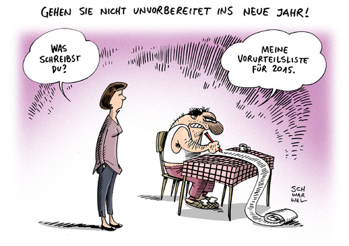 Cartoon: Neujahr Gute Vorsätze (medium) by Schwarwel tagged neujahr,gute,vorsätze,vorurteilsliste,karikatur,schwarwel,neujahr,gute,vorsätze,vorurteilsliste,karikatur,schwarwel