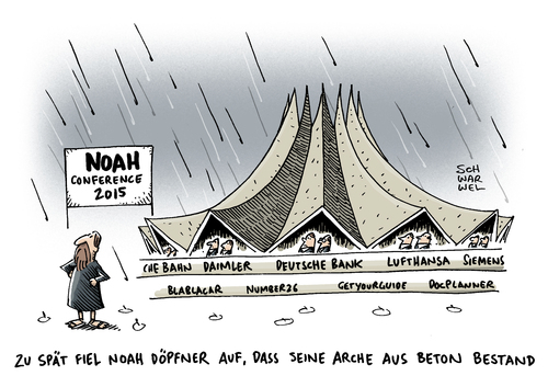 Cartoon: NOAH Conference (medium) by Schwarwel tagged noah,conference,berlin,tempodrom,digital,axel,springer,vorstand,döpfner,daimler,deutsche,bank,lufthansa,siemens,karikatur,schwarwel,noah,conference,berlin,tempodrom,digital,axel,springer,vorstand,döpfner,daimler,deutsche,bank,lufthansa,siemens,karikatur,schwarwel