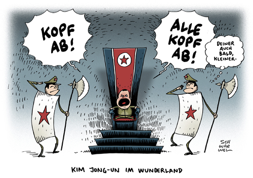 Cartoon: Nordkorea Kim Jong Un Verhaftung (medium) by Schwarwel tagged nordkorea,kim,jong,un,onkel,jang,song,thaek,kamera,tv,verhaftung,karikatur,schwarwel,china,macht,hinrichtung,gewalt,terror,mord,verbrechen,thron,nordkorea,kim,jong,un,onkel,jang,song,thaek,kamera,tv,verhaftung,karikatur,schwarwel,china,macht,hinrichtung,gewalt,terror,mord,verbrechen,thron