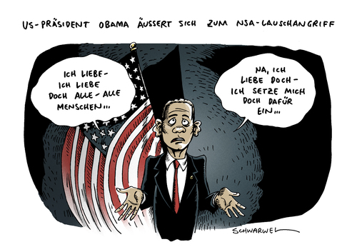 Cartoon: NSA Abhöraffäre Obama (medium) by Schwarwel tagged nsa,abhöraffäre,obama,abhören,abhörskandal,us,usa,lauschangriff,karikatur,schwarwel,nsa,abhöraffäre,obama,abhören,abhörskandal,us,usa,lauschangriff,karikatur,schwarwel