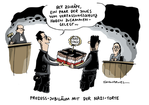 Cartoon: NSU Prozess Beate Zschäpe (medium) by Schwarwel tagged nsu,prozess,beate,zschäpe,nazi,torte,neonazi,männer,verfassungsschutz,gewalt,terror,rechts,rechtsextremismus,verdeckte,ermittler,nazitorte,geschenk,gericht,recht,gesetz,verhandlung,richter,zeuge,rechtsextrem,thüringer,heimatschutz,jena,zwickau,sachsen,karikatur,schwarwel,nsu,prozess,beate,zschäpe,nazi,torte,neonazi,männer,verfassungsschutz,gewalt,terror,rechts,rechtsextremismus,verdeckte,ermittler,nazitorte,geschenk,gericht,recht,gesetz,verhandlung,richter,zeuge,rechtsextrem,thüringer,heimatschutz,jena,zwickau,sachsen,karikatur,schwarwel