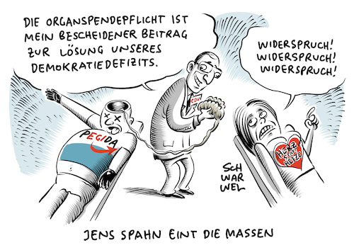 Cartoon: Organspende Spahn Demokratie (medium) by Schwarwel tagged organspende,jens,spahn,gesundheitsminister,minister,politik,deutschland,gesundheit,pflege,rechtsextremismus,rechtsextrem,nazi,nazis,nonazis,rechtspopulisten,rechtspopulismus,demokratie,diktatur,afd,alternative,für,höcke,von,storch,gauland,weidel,herz,hetze,cartoon,karikatur,schwarwel,organspende,jens,spahn,gesundheitsminister,minister,politik,deutschland,gesundheit,pflege,rechtsextremismus,rechtsextrem,nazi,nazis,nonazis,rechtspopulisten,rechtspopulismus,demokratie,diktatur,afd,alternative,für,höcke,von,storch,gauland,weidel,herz,hetze,cartoon,karikatur,schwarwel