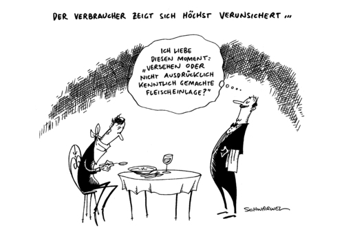 Cartoon: Pferdefleisch Skandal (medium) by Schwarwel tagged pferdefleisch,lebensmisttel,skandal,nahrung,bedürftige,diskussion,krise,essen,konsum,krank,karikatur,schwarwel,pferdefleisch,lebensmisttel,skandal,nahrung,bedürftige,diskussion,krise,essen,konsum,krank,karikatur,schwarwel