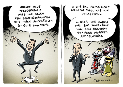 Cartoon: Pflegereform (medium) by Schwarwel tagged pflegereform,pflege,gesundheit,krankheit,krank,reform,gesund,minister,bahr,karikatur,schwarwel,pflegereform,pflege,gesundheit,krankheit,krank,reform,gesund