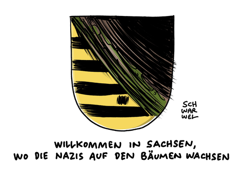 Cartoon: Polizeieinsatz in Bautzen (medium) by Schwarwel tagged polizeieinsatz,polizei,bautzen,sachsen,rechtsrechtsextrem,nazi,nazis,flüchtlinge,geflüchtete,braun,flüchtlingsunterkunft,flüchtlingsheim,karikatur,schwarwel,rechte,szene,asylbewerber,polizeieinsatz,polizei,bautzen,sachsen,rechtsrechtsextrem,nazi,nazis,flüchtlinge,geflüchtete,braun,flüchtlingsunterkunft,flüchtlingsheim,karikatur,schwarwel,rechte,szene,asylbewerber