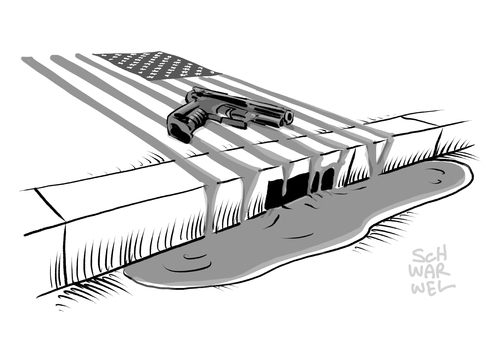 Cartoon: Polizeigewalt in den USA (medium) by Schwarwel tagged polizei,polizeigewalt,attentat,dallas,us,usa,alton,sterling,philando,castillo,rassissmus,antirassissmus,demo,demonstration,schuss,mord,tot,tod,terror,karikatur,schwarwel,blut,houston,polizei,polizeigewalt,attentat,dallas,us,usa,alton,sterling,philando,castillo,rassissmus,antirassissmus,demo,demonstration,schuss,mord,tot,tod,terror,karikatur,schwarwel,blut,houston