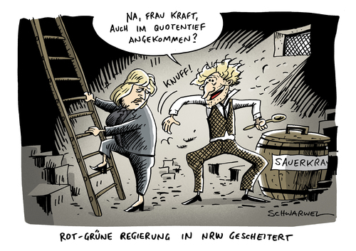 Cartoon: Quotentief (medium) by Schwarwel tagged rot,grün,partei,regierung,abstimmung,etat,land,chefin,wahl,neuwahl,gottschalkt,tv,fernsehen,show,abend,programm,quote,karikatur,schwarwel,partei,regierung,abstimmung,etat,neuwahl,wahl,gottschalk