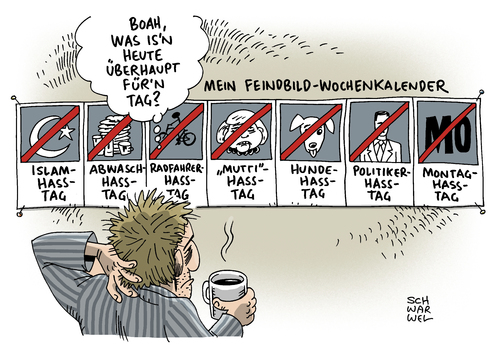 Cartoon: Radikalisierung Attentat Köln (medium) by Schwarwel tagged afd,pegida,flüchtlingspolitik,partei,nazi,nazis,rechts,angst,debatte,angstdebatte,flüchtlinge,asyl,asylsuchende,syrien,krieg,terror,gewalt,karikatur,schwarwel,attentat,anschlag,messer,köln,henriette,islam,hass,merkel,politiker,hate,mondays,montag,demonstration,leipzig,dresden,legida,hetze,afd,pegida,flüchtlingspolitik,partei,nazi,nazis,rechts,angst,debatte,angstdebatte,flüchtlinge,asyl,asylsuchende,syrien,krieg,terror,gewalt,karikatur,schwarwel,attentat,anschlag,messer,köln,henriette,islam,hass,merkel,politiker,hate,mondays,montag,demonstration,leipzig,dresden,legida,hetze