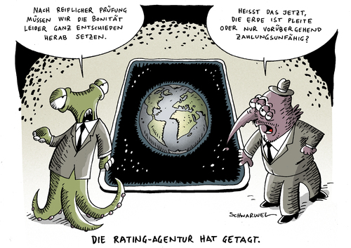 Cartoon: Rating Agentur (medium) by Schwarwel tagged rating,agentur,schwarwel,karikatur,bonität,zahlung,zahlungsfähigkeit,krise,geld,finanzen,pleite,rating,agentur,bonität,zahlung,zahlungsfähigkeit,krise,geld,finanzen,pleite