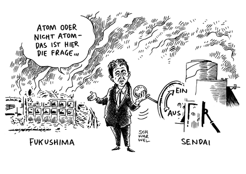 Cartoon: Reaktor ans Netz Japan (medium) by Schwarwel tagged reaktor,japan,atom,atomkraft,fukushima,karikatur,schwarwel,atomkatastrophe,betreiberkonzern,kyushu,electric,power,atomkraftwerke,akw,sendai,atomkraftgegner,reaktor,japan,atom,atomkraft,fukushima,karikatur,schwarwel,atomkatastrophe,betreiberkonzern,kyushu,electric,power,atomkraftwerke,akw,sendai,atomkraftgegner