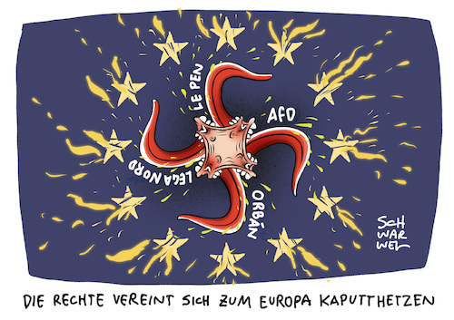 Cartoon: Rechte Parteien zur EU Wahl (medium) by Schwarwel tagged rechts,rechte,parteien,eu,wahl,wahlen,wähler,europawahl,26,mai,nazi,nazis,rechtsextrem,rechtspopulisten,rechtsextremismus,rechtspopulismus,partei,afd,alternative,für,deutschland,rechtsradikal,rechtsradikalismus,europa,orban,le,pen,faschismus,faschisten,neonazis,lega,nord,ausländerfeindlichkeit,ausländerhass,rassismus,rassisten,rassitisch,heimat,tradition,migration,migranten,muslime,hass,angst,frankreich,rassemblement,national,rechtsaußen,fpö,antimigrationsplattform,salvine,hakenkreuz,immigration,islam,islamfeindlichkeit,antimuslimisch,hetze,wutbürger,cartoon,karikatur,schwarwel,rechts,rechte,parteien,eu,wahl,wahlen,wähler,europawahl,26,mai,nazi,nazis,rechtsextrem,rechtspopulisten,rechtsextremismus,rechtspopulismus,partei,afd,alternative,für,deutschland,rechtsradikal,rechtsradikalismus,europa,orban,le,pen,faschismus,faschisten,neonazis,lega,nord,ausländerfeindlichkeit,ausländerhass,rassismus,rassisten,rassitisch,heimat,tradition,migration,migranten,muslime,hass,angst,frankreich,rassemblement,national,rechtsaußen,fpö,antimigrationsplattform,salvine,hakenkreuz,immigration,islam,islamfeindlichkeit,antimuslimisch,hetze,wutbürger,cartoon,karikatur,schwarwel