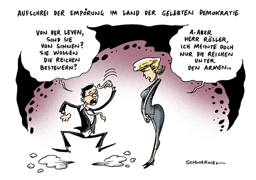 Cartoon: Reichensteuer (medium) by Schwarwel tagged reichensteuer,steuer,cdu,wirtschaftsflügel,fdp,minister,rösler,arbeitsministerin,ursula,von,der,leyen,reiche,besteuerung,geld,armut,arm,politik,wirtschaft,finanzen,karikatur,schwarwel,reichensteuer,steuer,cdu,wirtschaftsflügel,fdp,minister,rösler,arbeitsministerin,ursula,von,der,leyen,reiche,besteuerung,geld,armut,arm,politik,wirtschaft,finanzen,karikatur,schwarwel