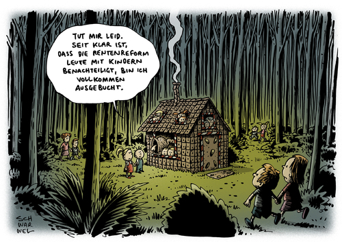 Cartoon: Rentenreform Benachteiligung (medium) by Schwarwel tagged rente,rentenreform,benachteiligung,familie,vater,mutter,kind,kinder,knusperhäuschen,hexe,puffelchen,hänsel,und,gretel,märchen,karikatur,schwarwel,rente,rentenreform,benachteiligung,familie,vater,mutter,kind,kinder,knusperhäuschen,hexe,puffelchen,hänsel,und,gretel,märchen,karikatur,schwarwel