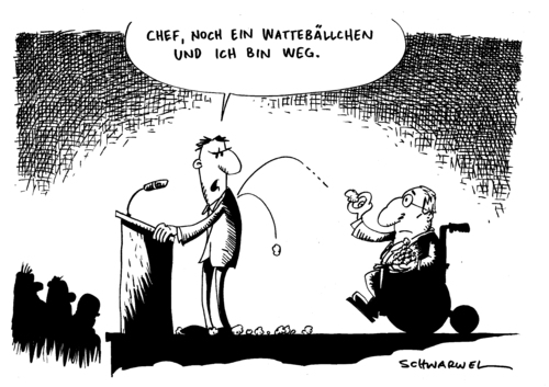 Cartoon: Rücktritt Sprecher von Schäubl (medium) by Schwarwel tagged schäuble,sprecher,rücktritt,regierung,deutschland,politik,politiker,minister,presse,mann,offer,demütigung,job,kündigung,öffentlich,bloßstellung,finanzminister,bund,republik,mitarbeiter,führung,autorität,gnadenlos,qualität,wolfgang schäuble,rücktritt,regierung,deutschland,politik,politiker,presse,mann,demütigung,wolfgang,schäuble