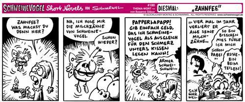 Cartoon: Schweinevogel Zahnfee (medium) by Schwarwel tagged schwarwel,schweinevogel,comic,comistrip,leipzig,iron,doof,zähne,zahnfee,fee,kopfkissen,milchzahn,nacht,schlaf,geld,betrug,schwarwel,schweinevogel,comic,comistrip,leipzig,iron,doof,zähne,zahnfee,fee,kopfkissen,milchzahn,nacht,schlaf,geld,betrug