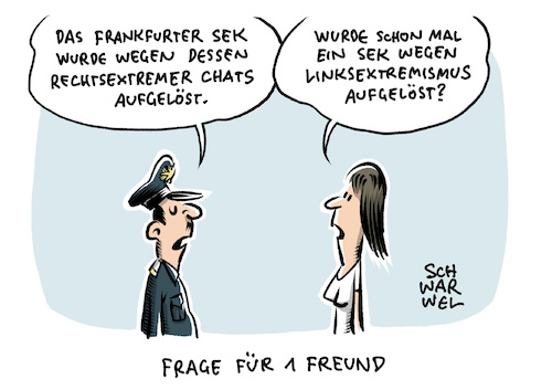 Cartoon: SEK aufgelöst Rechtsextremismus (medium) by Schwarwel tagged sek,chat,chatgruppe,rechtsextremismus,rechtsextrem,rassismus,nazi,nazis,antifa,linksextremismus,rechtsextreme,polizeichats,spezialeinsatzkommando,volksverhetzung,hakenkreuz,polizei,cartoon,karikatur,schwarwel,sek,chat,chatgruppe,rechtsextremismus,rechtsextrem,rassismus,nazi,nazis,antifa,linksextremismus,rechtsextreme,polizeichats,spezialeinsatzkommando,volksverhetzung,hakenkreuz,polizei,cartoon,karikatur,schwarwel