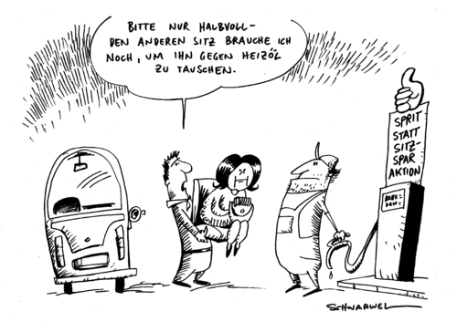 Cartoon: Sprit und Heizöl teurer (medium) by Schwarwel tagged schwarwel,karikatur,tankstelle,fahrzeug,auto,teuer,teurer,hoch,geld,kosten,haushalt,deutschland,femilie,frau,mann,heizung,öl,heizöl,sprit,benzin,benzin,sprit,heizöl,öl,heizung,familie,deutschland,haushalt,geld,teurer,autos,tankstelle