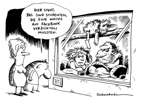 Cartoon: Studenten Verzicht auf Facebook (medium) by Schwarwel tagged student,facebook,verzicht,us,usa,internet,entwicklung,portal,karikatur,schwarwel,student,facebook,verzicht,usa,entwicklung,portal,www,web,technik,steinzeit,soziale netzwerke,netzwerk,kommunikation,studenten,soziale,netzwerke