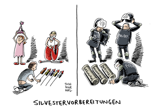 Cartoon: Terrorangst Silvesterfeiern (medium) by Schwarwel tagged terrorangst,silvesterfeiern,terror,angst,hass,gewalt,flüchtlingsheime,anschlag,sicherheitsvorkehrungen,silvester,flüchtlinge,nazis,rechts,karikatur,schwarwel,polizei,terrorangst,silvesterfeiern,terror,angst,hass,gewalt,flüchtlingsheime,anschlag,sicherheitsvorkehrungen,silvester,flüchtlinge,nazis,rechts,karikatur,schwarwel,polizei