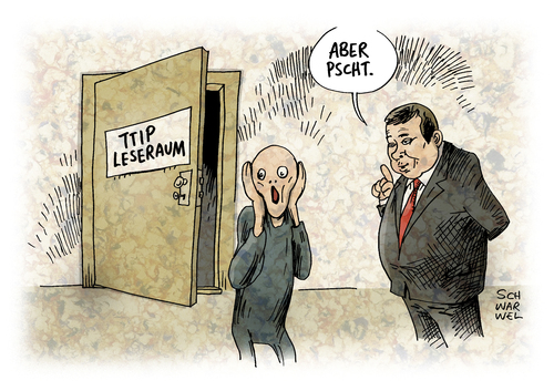 Cartoon: TTIP Leseraum Augenwischerei (medium) by Schwarwel tagged ttip,leseraum,augenwischerei,strenge,regeln,sigmar,gabriel,transparenz,offensive,freihandelsabkommen,mitarbeiter,bundesregierung,us,usa,geheimniskrämerei,geheimnis,geheim,akten,karikatur,schwarwel,ttip,leseraum,augenwischerei,strenge,regeln,sigmar,gabriel,transparenz,offensive,freihandelsabkommen,mitarbeiter,bundesregierung,us,usa,geheimniskrämerei,geheimnis,geheim,akten,karikatur,schwarwel