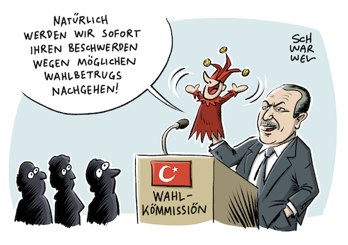 Cartoon: Türkei Verfassungsreferendum (medium) by Schwarwel tagged erdogan,türkei,referendum,merkel,diktatur,pressefreiheit,meinungsfreiheit,präsident,verfassungsreferendum,verfassungsreform,präsidialsystem,demokratie,karikatur,schwarwel,wahl,wahlkommission,beschwerde,beschwerden