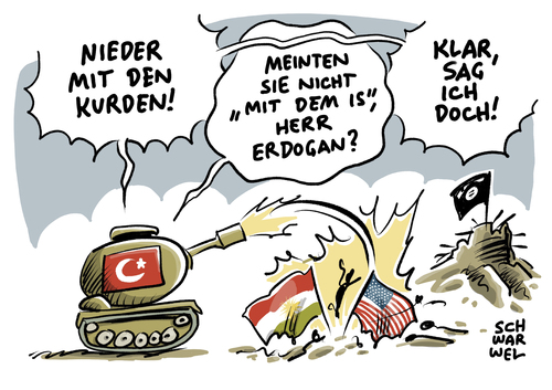 Cartoon: Türkische Militäroperation (medium) by Schwarwel tagged türkische,militäroperation,türkei,erdogan,militär,militäreinsatz,soldat,armee,heer,waffen,terror,gewalt,panzer,syrien,krieg,is,islamischer,statt,kurden,karikatur,schwarwel,us,usa,ameriak,türkische,militäroperation,türkei,erdogan,militär,militäreinsatz,soldat,armee,heer,waffen,terror,gewalt,panzer,syrien,krieg,is,islamischer,statt,kurden,karikatur,schwarwel,us,usa,ameriak