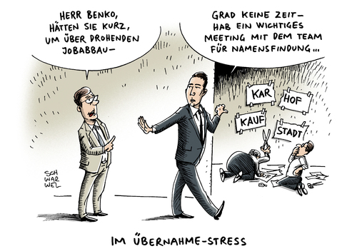 Cartoon: Übernahme Karstadt Kaufhof (medium) by Schwarwel tagged übernahme,karstadt,kaufhof,rene,benko,karikatur,schwarwel,übernahme,karstadt,kaufhof,rene,benko,karikatur,schwarwel