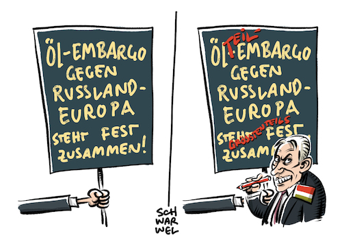 Cartoon: Ukraine Russland Ölembargo (medium) by Schwarwel tagged ukraine,krieg,putin,russland,kreml,angriffskrieg,eu,öl,ölembargo,öllieferung,ungarn,druschba,sanktionen,cartoon,karikatur,schwarwel,ukraine,krieg,putin,russland,kreml,angriffskrieg,eu,öl,ölembargo,öllieferung,ungarn,druschba,sanktionen,cartoon,karikatur,schwarwel