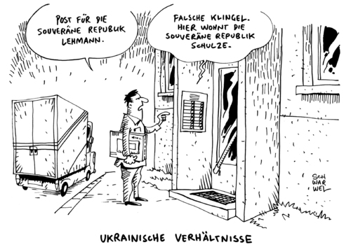 Cartoon: Ukraine souveräne Volksrepublik (medium) by Schwarwel tagged ukraine,krise,demonstranten,demonstration,donezk,souveräne,volksrepublik,karikatur,schwarwel,ukraine,krise,demonstranten,demonstration,donezk,souveräne,volksrepublik,karikatur,schwarwel