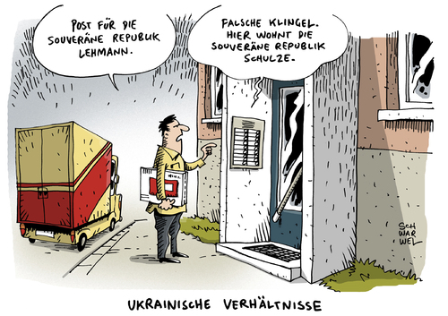 Cartoon: Ukraine souveräne Volksrepublik (medium) by Schwarwel tagged ukraine,krise,demonstranten,demonstration,donezk,souveräne,volksrepublik,karikatur,schwarwel,ukraine,krise,demonstranten,demonstration,donezk,souveräne,volksrepublik,karikatur,schwarwel