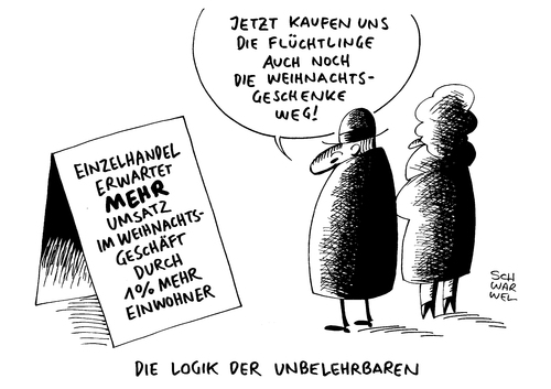 Cartoon: Umsatzplus durch Einwanderung (medium) by Schwarwel tagged weihnachten,weihnachtsgeschäft,einzelhandel,umsatzplus,durch,einwanderung,flüchtlinge,mehr,einwohner,karikatur,schwarwel,kaufen,geschenke,weihnachten,weihnachtsgeschäft,einzelhandel,umsatzplus,durch,einwanderung,flüchtlinge,mehr,einwohner,karikatur,schwarwel,kaufen,geschenke