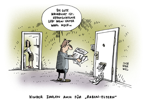 Cartoon: Unterhalt Kinder zahlen (medium) by Schwarwel tagged unterhalt,bgh,kinder,lebenslange,zahlung,rabeneltern,eltern,urteil,recht,gesetz,karikatur,schwarwel,unterhalt,bgh,kinder,lebenslange,zahlung,rabeneltern,eltern,urteil,recht,gesetz,karikatur,schwarwel