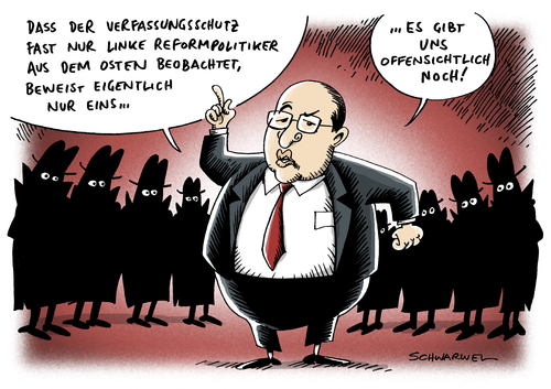 Cartoon: Verfassungsschutz ostdeutsch (medium) by Schwarwel tagged verfassungsschutz,liste,osten,ostdeutsch,reformpolitiker,politiker,politik,gregor,gysi,linke,links,abgeordnete,fraktion,pds,partei,kritik,karikatur,schwarwel,verfassungsschutz,liste,osten,ostdeutsch,reformpolitiker,politik,gysi,linke,abgeordnete