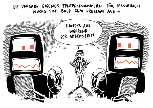 Cartoon: Vernetzte Maschinen Japan (medium) by Schwarwel tagged vernetzte,maschinen,computer,roboter,vorwahlnummer,japan,karikatur,schwarwel,vernetzte,maschinen,computer,roboter,vorwahlnummer,japan,karikatur,schwarwel