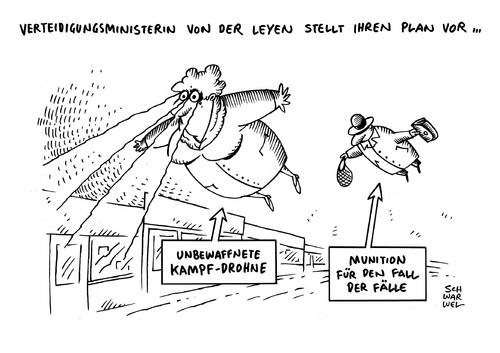 Cartoon: Von der Leyen für Drohnen (medium) by Schwarwel tagged umstrittene,waffensysteme,waffe,von,der,leyen,bewaffnungsfähige,drohnen,karikatur,schwarwel,krieg,frieden,gewalt,armee,verteidigung,verteidigungsministerin,minister,munition,umstrittene,waffensysteme,waffe,von,der,leyen,bewaffnungsfähige,drohnen,karikatur,schwarwel,krieg,frieden,gewalt,armee,verteidigung,verteidigungsministerin,minister,munition