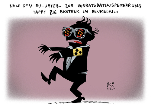 Cartoon: Vorratsdatenspeicherung (medium) by Schwarwel tagged eugh,kippt,dauerüberwachung,vorratsdatenspeicherung,daten,europa,gerichtshof,richter,gesetz,entscheidung,recht,big,brother,karikatur,schwarwel,eugh,kippt,dauerüberwachung,vorratsdatenspeicherung,daten,europa,gerichtshof,richter,gesetz,entscheidung,recht,big,brother,karikatur,schwarwel