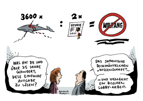 Cartoon: Waljagd Verbot Japan (medium) by Schwarwel tagged urteil,uno,gericht,recht,gesetz,verbot,japan,waljagd,antarktis,karikatur,schwarwel,tierquälerei,mord,tot,tiere,fische,wal,studie,wissenschaft,lobby,natur,umwelt,zerstörung,urteil,uno,gericht,recht,gesetz,verbot,japan,waljagd,antarktis,karikatur,schwarwel,tierquälerei,mord,tot,tiere,fische,wal,studie,wissenschaft,lobby,natur,umwelt,zerstörung