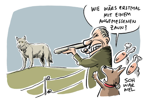 Cartoon: Wölfe in Europa (medium) by Schwarwel tagged wolf,wölfe,artenschutz,naturschutz,umweltschutz,tiershutz,abschuss,schafe,viehzucht,viehzüchter,agrarbetriebe,stall,herde,in,europa,bauer,bauern,wolfsangriff,nutztierhaltung,wolfsschutz,cartoon,karikatur,schwarwel,wolf,wölfe,artenschutz,naturschutz,umweltschutz,tiershutz,abschuss,schafe,viehzucht,viehzüchter,agrarbetriebe,stall,herde,in,europa,bauer,bauern,wolfsangriff,nutztierhaltung,wolfsschutz,cartoon,karikatur,schwarwel