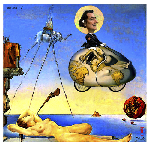 Cartoon: holy dali (medium) by edda von sinnen tagged andi,zenf,zensenf,zenundsenf,composing,hommage,cartoon,heilig,fahrräder,surealismus,surealism,of,master,bicycles,dali,salvador,walter,edda,von,sinnen