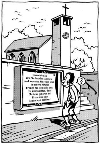 Cartoon: Schaukasten (medium) by Comiczeichner tagged weihnachten,kirche,sommer