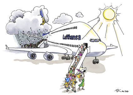 Cartoon: Airbus A380 Contest (medium) by toonpool com tagged lufthansa,airbus380,airbus,plane,flugzeug,contest