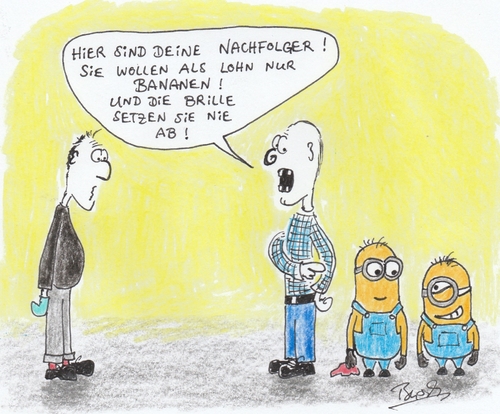 Cartoon: Billigjobber (medium) by Busch Cartoons tagged minnions,arbeit,gehalt,lohn,mitarbeiter,chef,neue,kollegen,neueinstellung