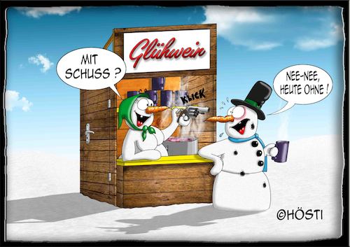 Cartoon: Höstis Die Schneemanns (medium) by Hösti tagged hösti,cartoons,hoesti,stephan,höstermann,schneemann,die,schneemanns,winter,glühwein,frost